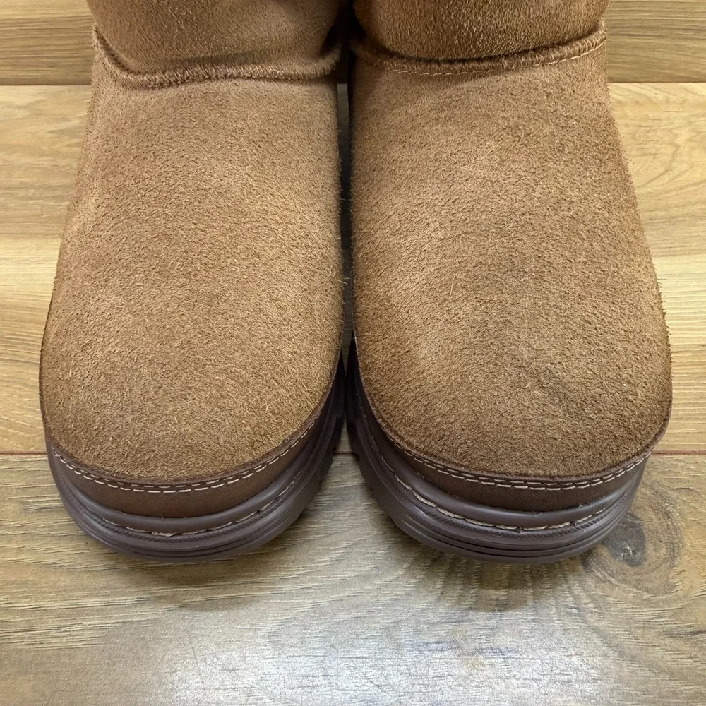 UGG TrailGazer Short Girls Youth 3 Chestnut Suede Shearling Fur Boots Brown